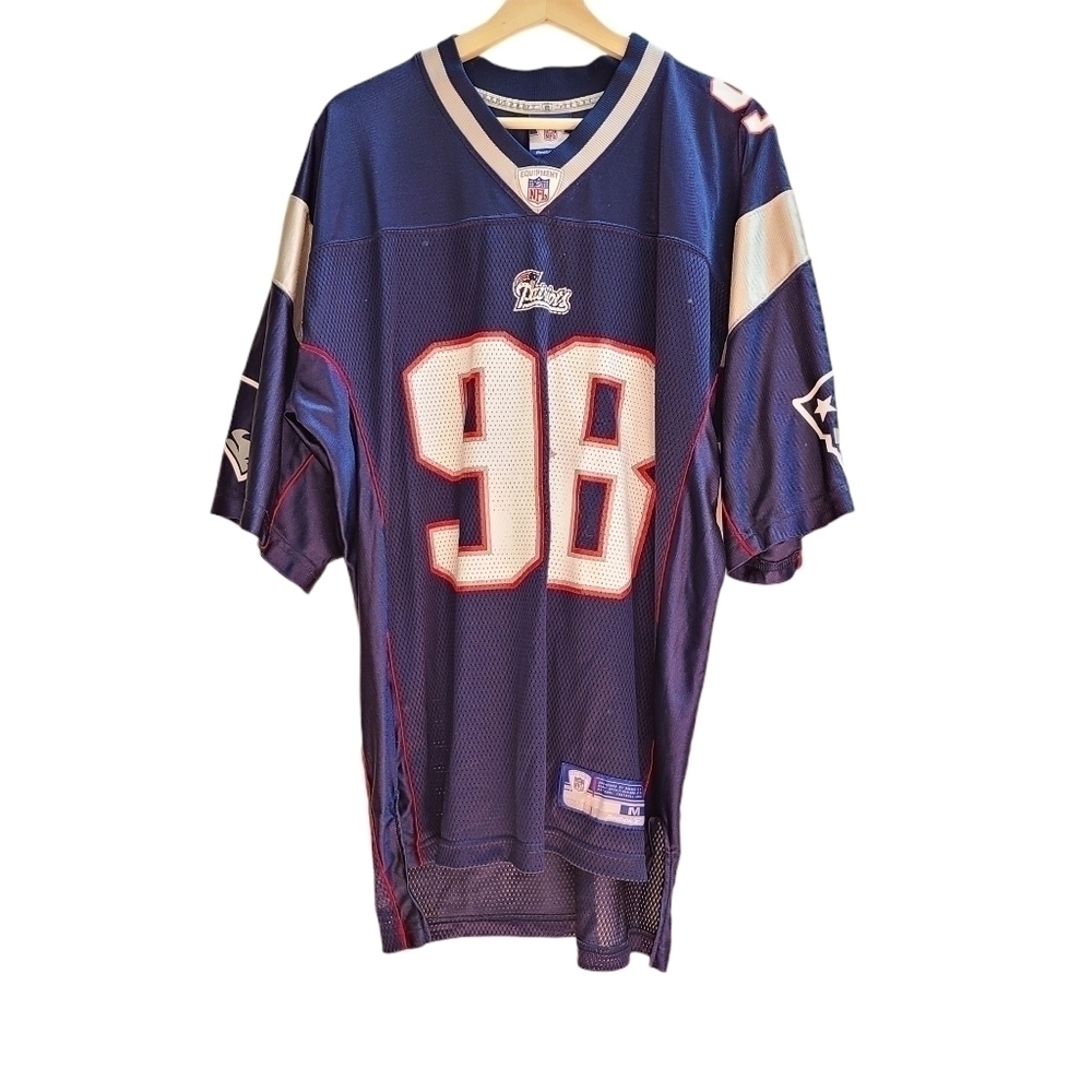 Vintage Reebok New England Patriots NFL Mesh Jersey Medium Navy Blue Y2K